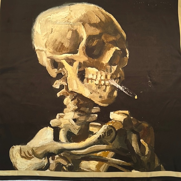 Source Unknown Accessories - *NWT* Van Gogh Smoking Skeleton 100% Silk Scarf in Gift Box